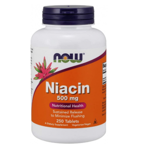 Niacin (Vitamin B-3) 500 mg, Sustained Release, 250 Tablets by NOW Supplements