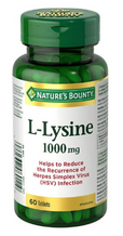 bottle containing l-lysine 1000 mg 60 tablets